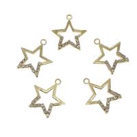 Rhinestone Brass Pendants, Star, plated, with rhinestone & hollow Approx 1.2mm 