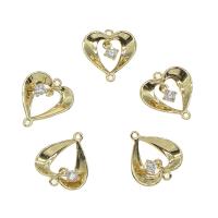 Rhinestone Brass Connector, Heart, plated, with rhinestone & 1/1 loop & hollow Approx 0.5mm 