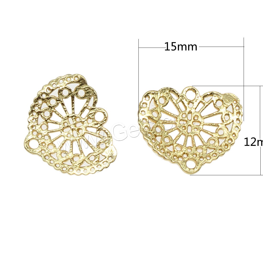 Hollow Brass Connector, plated, 1/1 loop, more colors for choice, 15x12mm, Hole:Approx 0.5mm, 146PCs/Bag, Sold By Bag