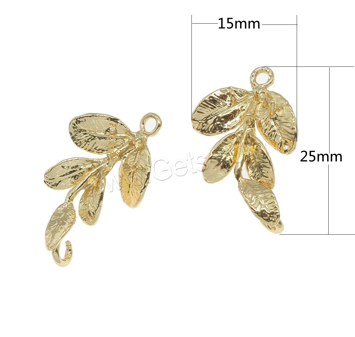 Brass Connector, Leaf, plated, 1/1 loop, more colors for choice, 15x25mm, Hole:Approx 1mm, 50PCs/Bag, Sold By Bag