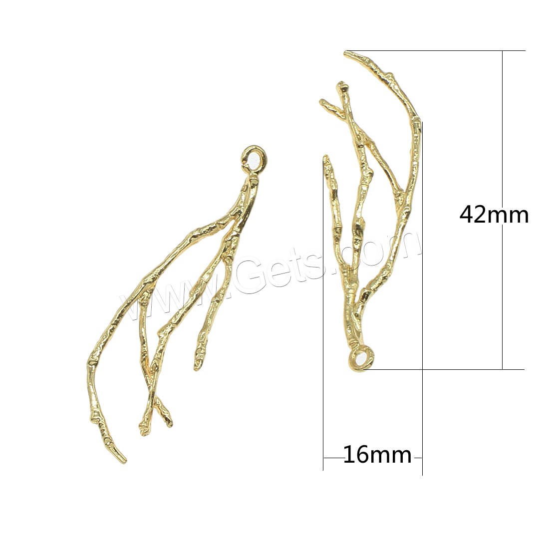 Brass Jewelry Pendants, Branch, plated, more colors for choice, 16x42mm, Hole:Approx 0.5mm, 50PCs/Bag, Sold By Bag