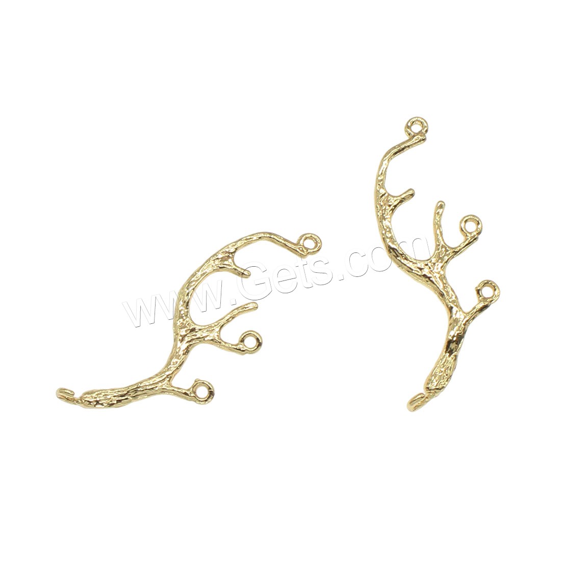 Brass Connector, Branch, plated, 2/2 loop, more colors for choice, 18x36mm, Hole:Approx 1mm, 50PCs/Bag, Sold By Bag