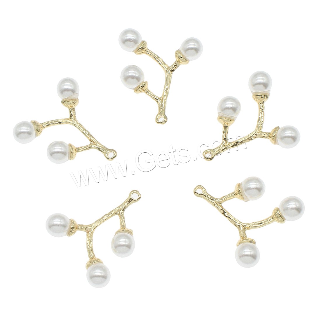Cultured Freshwater Pearl Brass Pendant, with pearl, Branch, plated, more colors for choice, 23x21mm, Hole:Approx 1mm, 30PCs/Bag, Sold By Bag