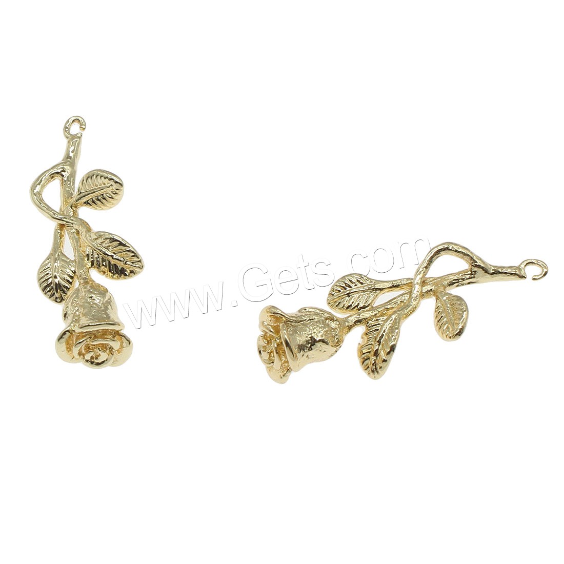 Brass Flower Pendants, Rose, plated, more colors for choice, 27x9mm, Hole:Approx 0.5mm, 50PCs/Bag, Sold By Bag
