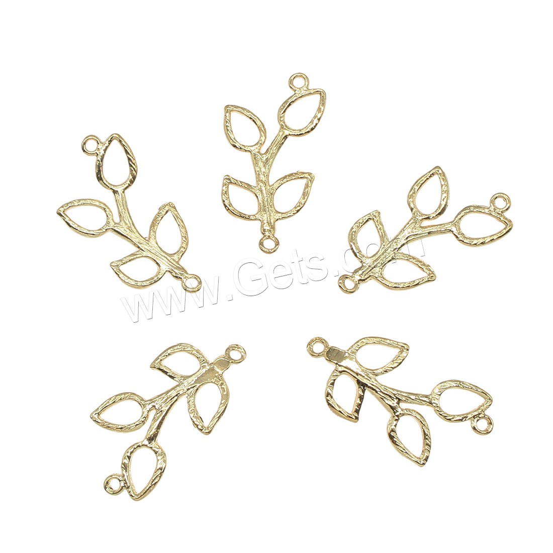 Brass Connector, Leaf, plated, 1/1 loop, more colors for choice, 10x20mm, Hole:Approx 0.5mm, 60PCs/Bag, Sold By Bag