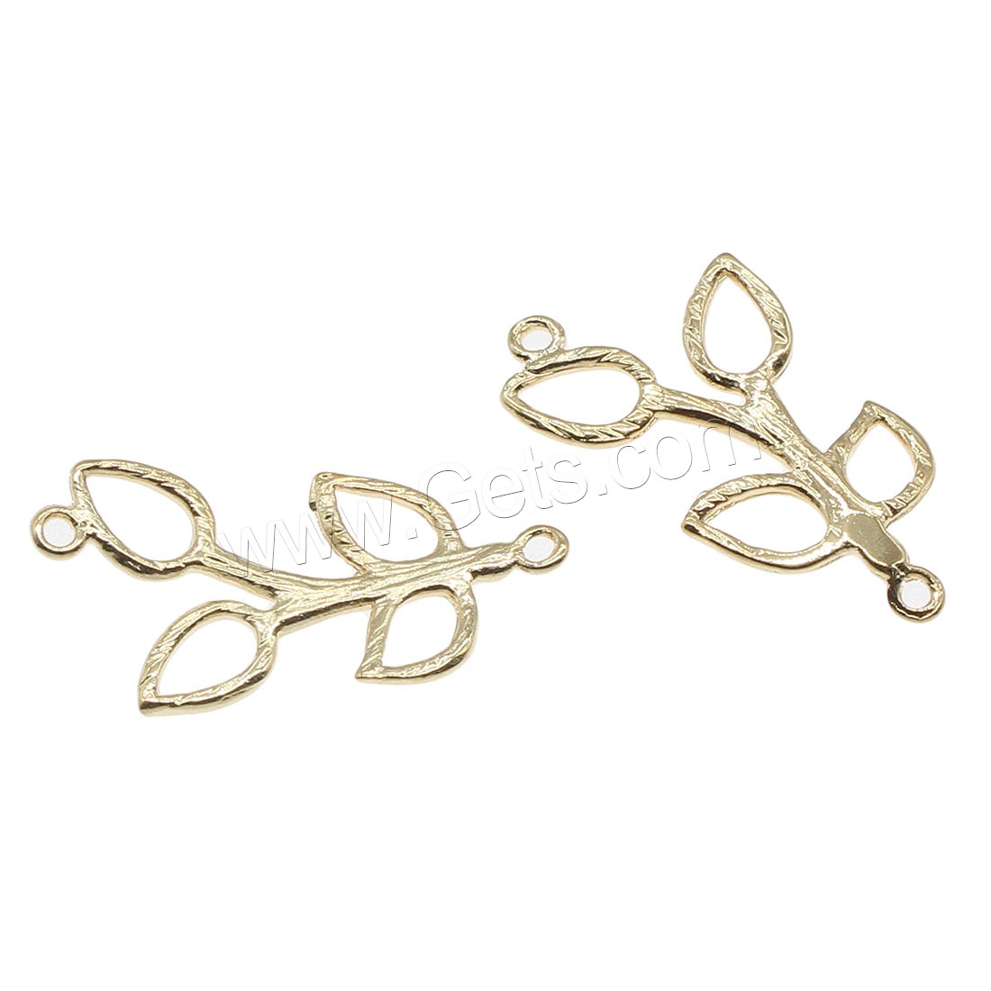 Brass Connector, Leaf, plated, 1/1 loop, more colors for choice, 10x20mm, Hole:Approx 0.5mm, 60PCs/Bag, Sold By Bag