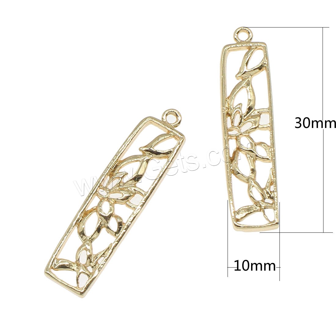 Hollow Brass Pendants, Rectangle, plated, more colors for choice, 8x33mm, Hole:Approx 1mm, 50PCs/Bag, Sold By Bag