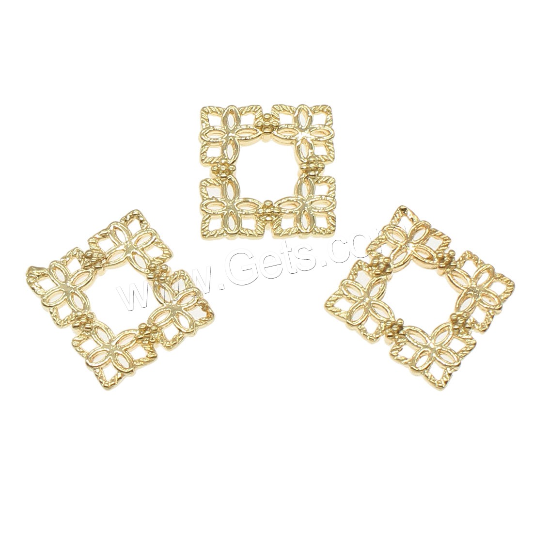 Brass Jewelry Finding, Square, plated, hollow, more colors for choice, 15x15mm, 100PCs/Bag, Sold By Bag