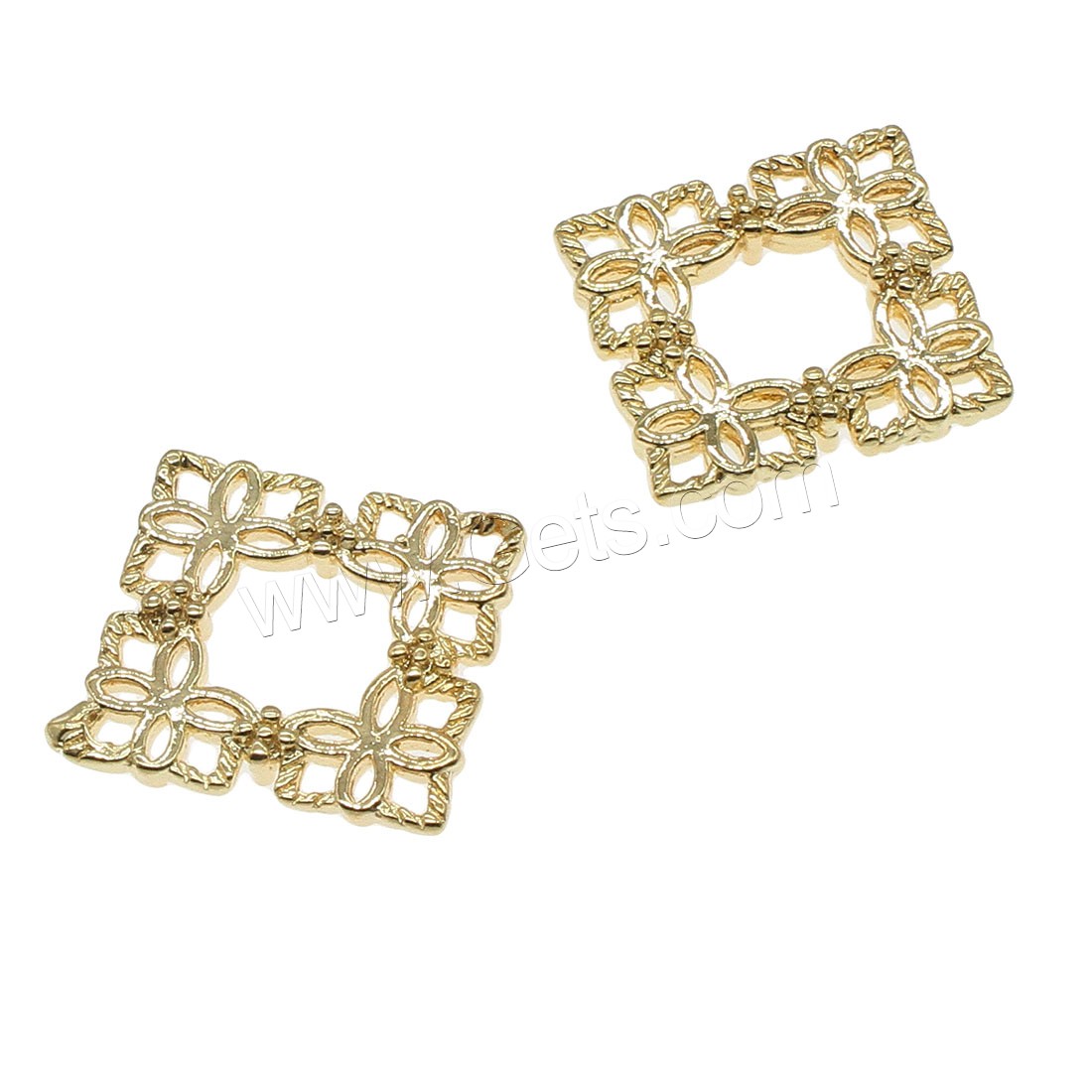 Brass Jewelry Finding, Square, plated, hollow, more colors for choice, 15x15mm, 100PCs/Bag, Sold By Bag