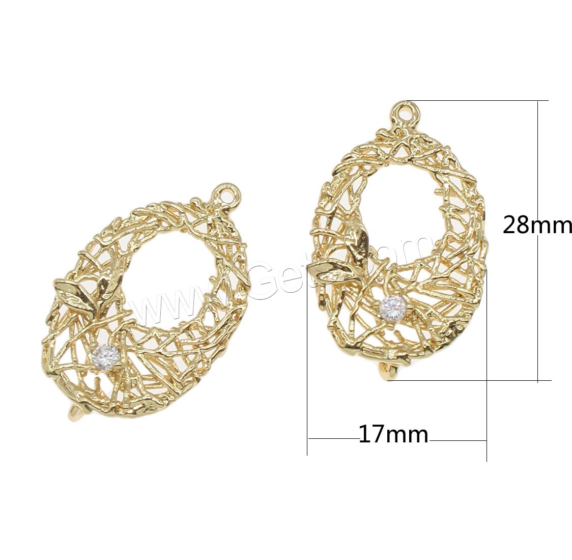 Rhinestone Brass Connector, plated, with rhinestone & 1/1 loop, more colors for choice, 17x28mm, Hole:Approx 1mm, 37PCs/Bag, Sold By Bag