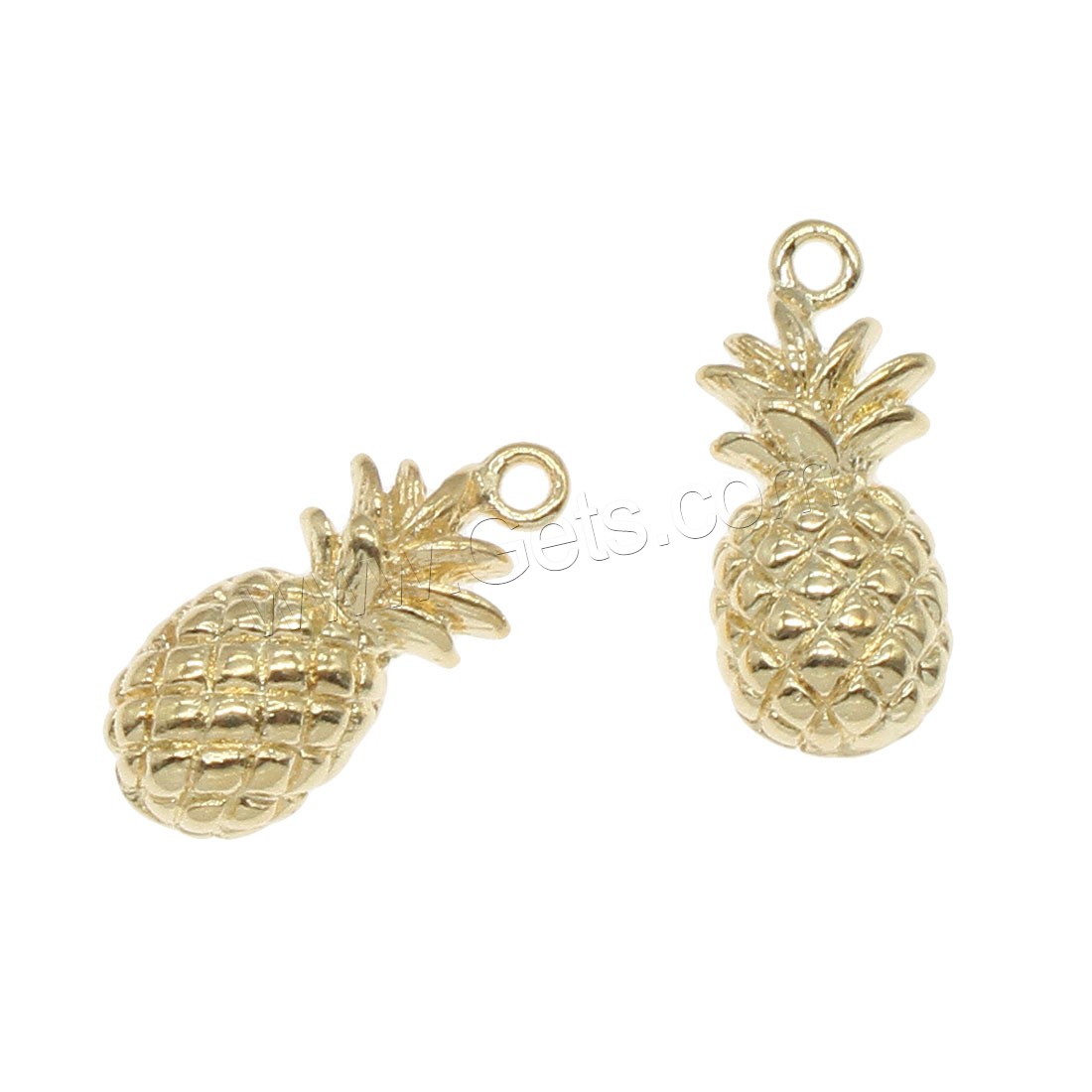 Brass Fruit Pendants, Pineapple, plated, more colors for choice, 15x6mm, Hole:Approx 1mm, 50PCs/Bag, Sold By Bag
