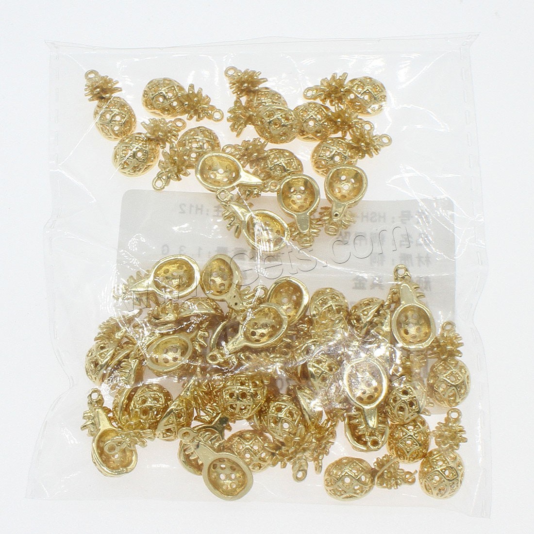 Brass Fruit Pendants, Pineapple, plated, hollow, more colors for choice, 15x7mm, Hole:Approx 0.5mm, 50PCs/Bag, Sold By Bag