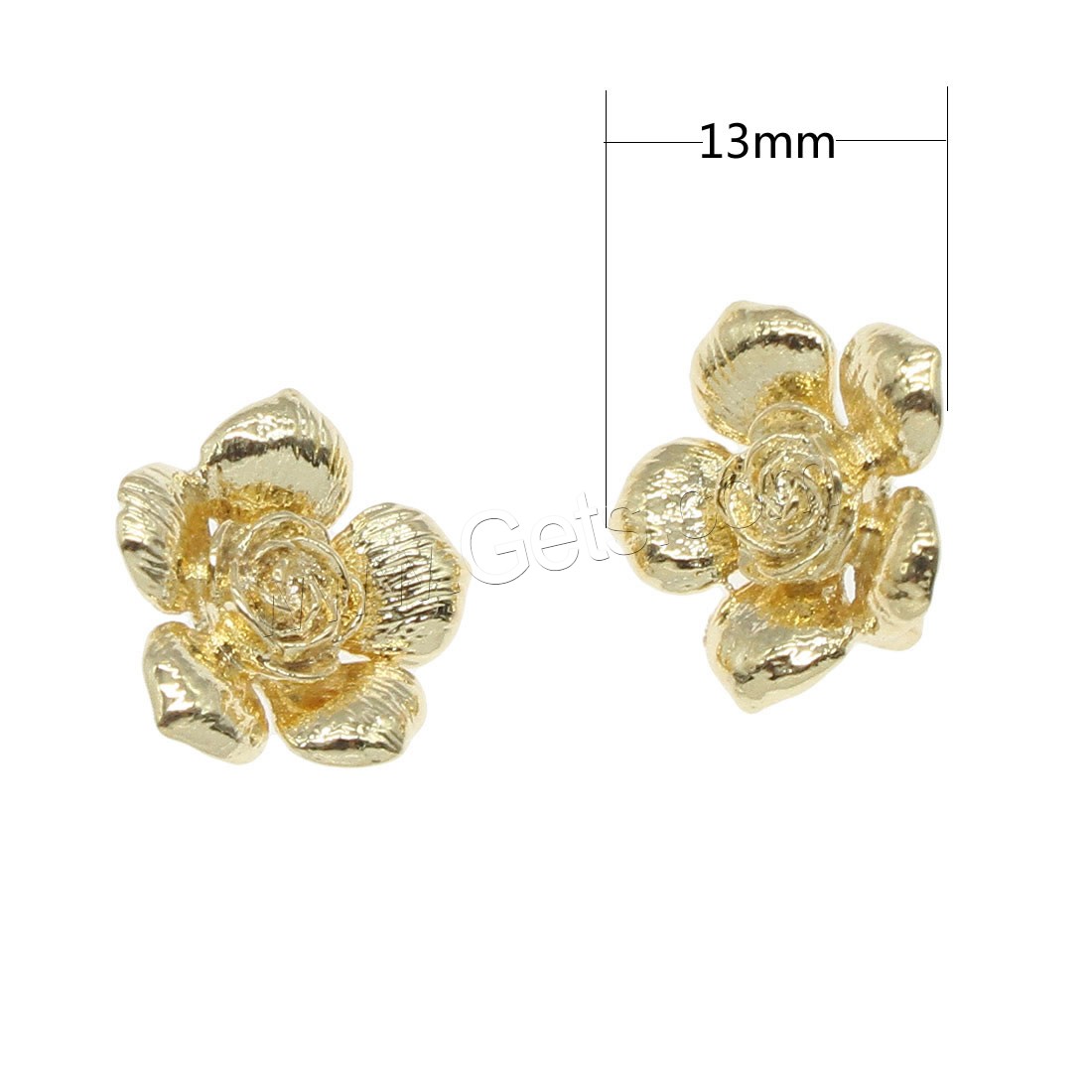 Brass Connector, Flower, plated, 1/1 loop, more colors for choice, 13x13mm, Hole:Approx 1mm, 50PCs/Bag, Sold By Bag