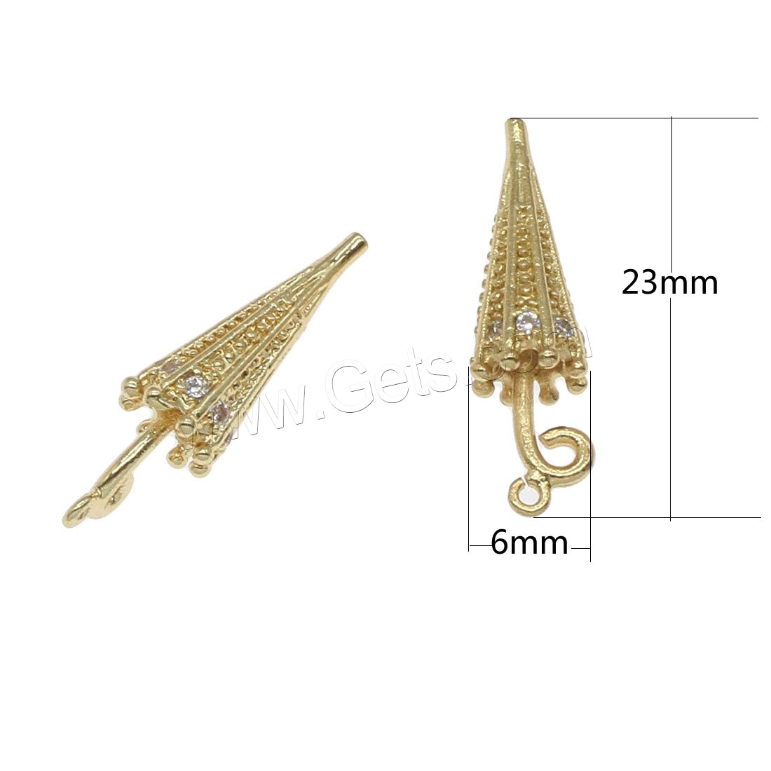 Rhinestone Brass Pendants, Umbrella, plated, with rhinestone, more colors for choice, 23x6mm, Hole:Approx 0.5mm, 50PCs/Bag, Sold By Bag