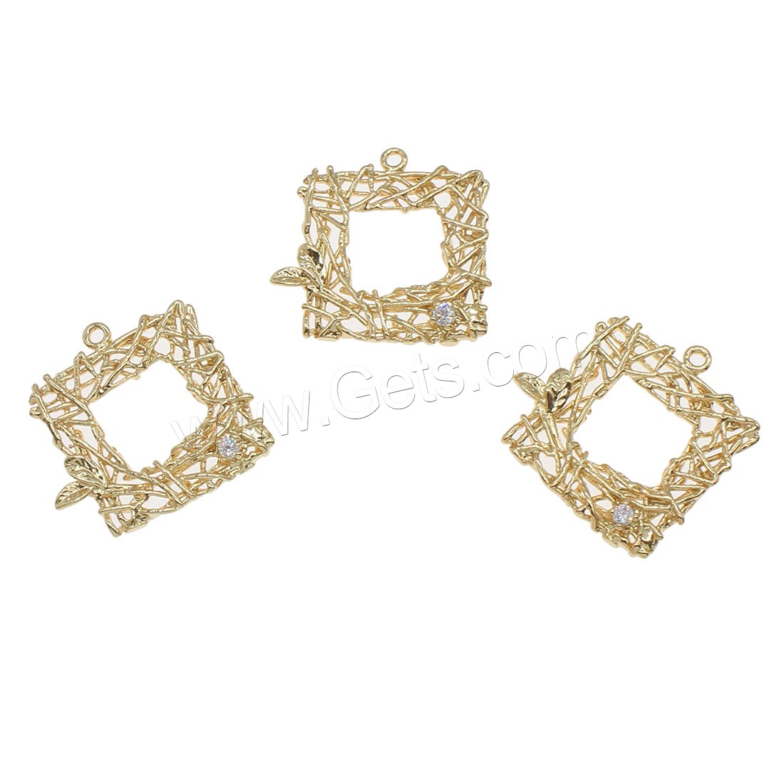 Rhinestone Brass Pendants, Square, plated, with rhinestone & hollow, more colors for choice, 21x21mm, Hole:Approx 1mm, 50PCs/Bag, Sold By Bag