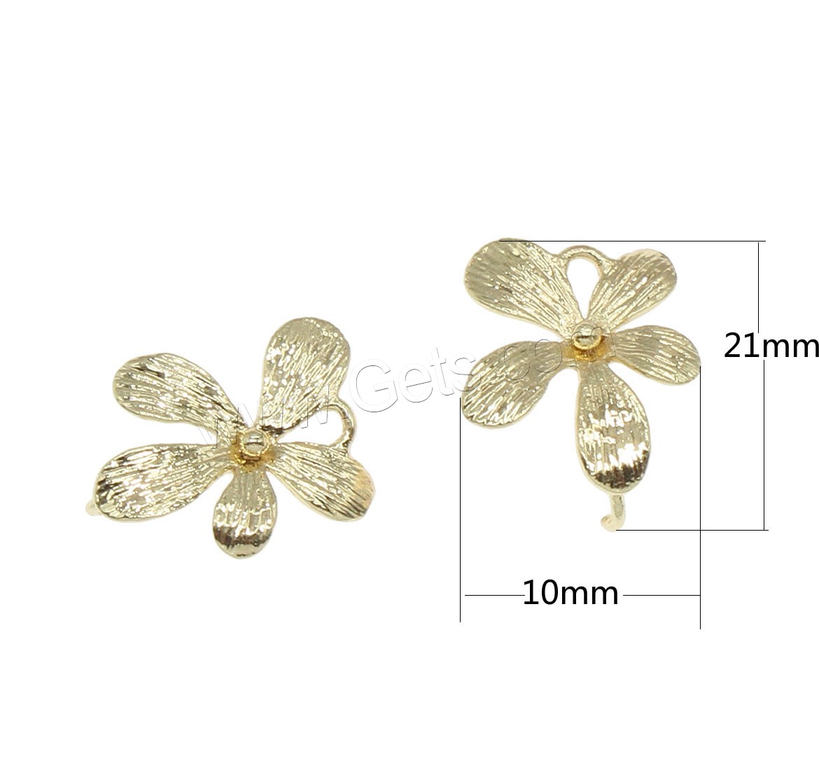 Brass Connector, Flower, plated, 1/1 loop, more colors for choice, 10x21mm, Hole:Approx 0.5mm, 150PCs/Bag, Sold By Bag
