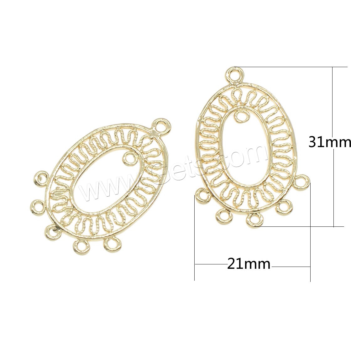 Brass Connector, plated, 2/5 loop, more colors for choice, 21x31mm, Hole:Approx 1mm, 50PCs/Bag, Sold By Bag