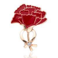 Zinc Alloy Jewelry Brooch, Flower, gold color plated & for woman & enamel & with rhinestone 