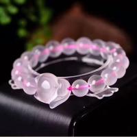 Rose Quartz Bracelet, Fox, polished & for woman, pink Approx 6 Inch 