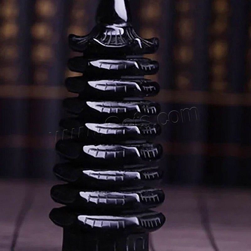 Obsidiana Wenchang Tower Ornament, Torre, Tallado, diverso tamaño para la opción, Negro, Vendido por Sarta