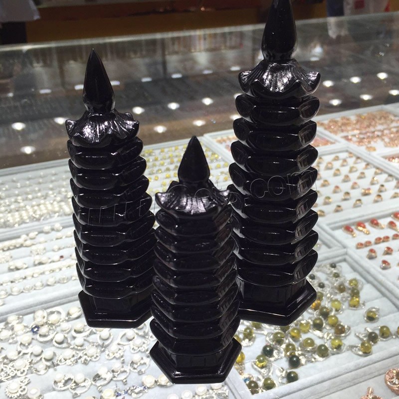 Obsidian Wenchang Tower Ornament, Carved, different size for choice, black, Sold By Strand