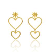 Zinc Alloy Drop Earring, Heart, gold color plated, fashion jewelry & for woman, 57mm 