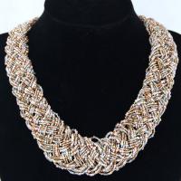 Zinc Alloy Necklace, with Seedbead, plated, for woman, golden, 400*36mm 