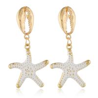 Zinc Alloy Drop Earring, stainless steel post pin, Starfish, gold color plated, fashion jewelry & for woman 55*27mm 