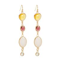 Zinc Alloy Drop Earring, with Imitated Crystal, for woman, multi-colored 