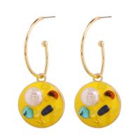 Plastic Pearl Zinc Alloy Earring, with Natural Stone & Plastic Pearl & for woman 