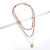 Zinc Alloy Necklace, with Seedbead & Plastic Pearl, with 7cm extender chain, three layers & for woman, multi-colored Approx 17.7 Inch 
