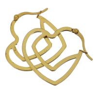 Stainless Steel Lever Back Earring, Heart, gold color plated, fashion jewelry & for woman 