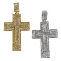 Colgantes de Cruces de acero inoxidable, chapado, con diamantes de imitación, más colores para la opción, 41x63x4.5mm, agujero:aproximado 6x11mm, Vendido por UD