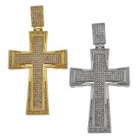 Colgantes de Cruces de acero inoxidable, chapado, con diamantes de imitación, más colores para la opción, 40x61x6.5mm, agujero:aproximado 6x11mm, Vendido por UD