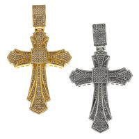 Colgantes de Cruces de acero inoxidable, chapado, con diamantes de imitación, más colores para la opción, 41.5x58x8mm, agujero:aproximado 6x11mm, Vendido por UD