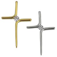 Colgantes de Cruces de acero inoxidable, chapado, con diamantes de imitación, más colores para la opción, 21x34x4.5mm, agujero:aproximado 3x3.5mm, Vendido por UD