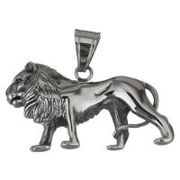 Stainless Steel Animal Pendants, Lion, original color Approx 