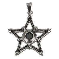 Stainless Steel Star Pendant, with rhinestone & blacken Approx 