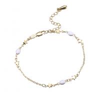 Brass Bracelets, with 1.96lnch extender chain, Star, gold color plated, oval chain & for woman  Approx 7.6 Inch 