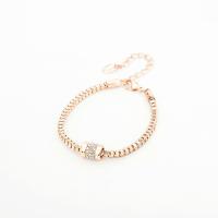 Zinc Alloy Rhinestone Bracelets, with 5cm extender chain, rose gold color plated, for woman & with rhinestone Approx 7.09 Inch 