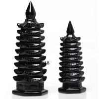Obsidian Wenchang Tower Ornament, Carved black 