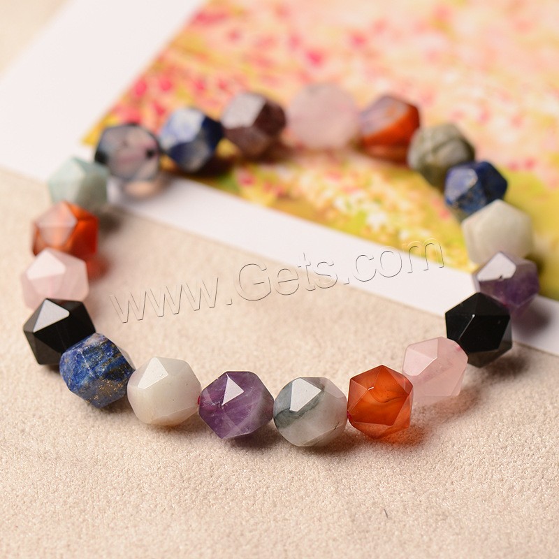 Gemstone Bracelets, polished, different size for choice & for woman & faceted, multi-colored, Length:Approx 6 Inch, Sold By Strand