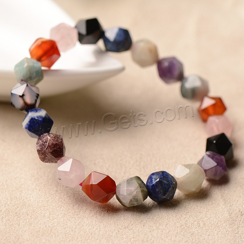 Gemstone Bracelets, polished, different size for choice & for woman & faceted, multi-colored, Length:Approx 6 Inch, Sold By Strand