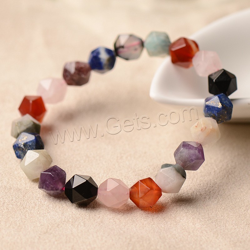 Gemstone Bracelets, polished, different size for choice & for woman & faceted, multi-colored, Length:Approx 6 Inch, Sold By Strand