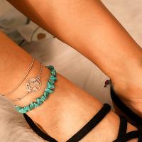 Zinc Alloy Anklet, with turquoise, plated, Adjustable & three pieces & for woman, 180mmuff0c210mm 