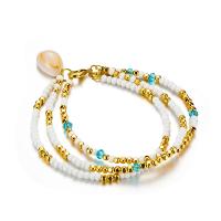 Zinc Alloy Anklet, with Seedbead & Shell, plated, multilayer & for woman, golden, 180mm 