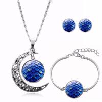 Zinc Alloy Jewelry Set, Stud Earring & bracelet & necklace, stainless steel post pin, plated, three pieces & time gem jewelry & for woman 