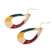 Messing Tropfen Ohrring, für Frau, farbenfroh, 52x26mm, verkauft von Paar