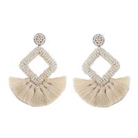 Seedbead Tassel Earring, with Polyester, for woman 