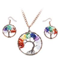 Fashion Zinc Alloy Jewelry Sets, earring & necklace, with Natural Stone, for woman, multi-colored, 3cm,5cm Approx 31.4 